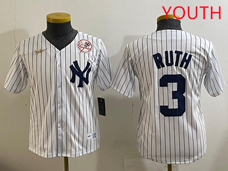 Youth New York Yankees #3 Ruth White 2025 Nike MLB jersey style 73
